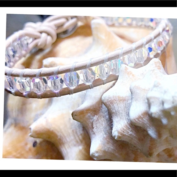 Blush Leather Swarovski Crystal Wrap - Picture 7 of 8
